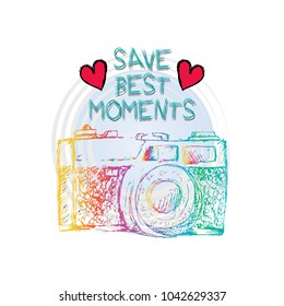 Save best moments lettering and camera