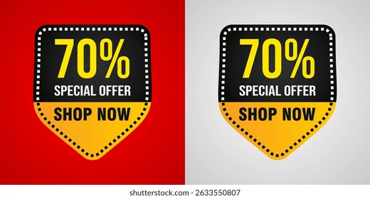 Economize muito - Até 70% de desconto em banner de venda especial