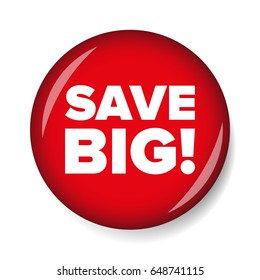 Save Big Button Red Vector