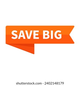 Save Big In Orange Ribbon Rectangle Shape For Sale Promotion Business Marketing Information Social Media
