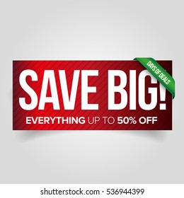 Save big - sale web banner red vector