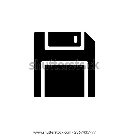 Save black glyph ui icon. Floppy. Digital storage. Simple filled line element. User interface design. Silhouette symbol on white space. Solid pictogram for web, mobile. Isolated vector illustration