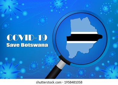 Save Botswana for stop virus sign. Covid-19 virus cells or corona virus and bacteria close up isolated on blue background,
Poster Advertisement Flyers Vector Illustration.
