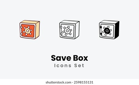 Save Box hand draw doodle Icons thin line and glyph vector icon stock illustration