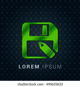Save Bright Green chromium precious metallic 3D Icon / Logo Design