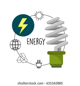 save bulb with environment symbols to care planet