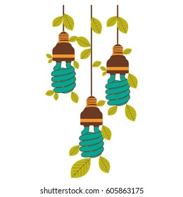 save bulb hanging eco, vector illustration design