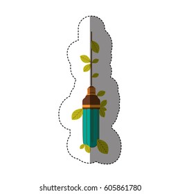 save bulb hanging with leaves, vector illustration design