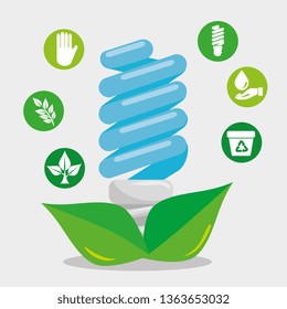 save bulb with leaves and ecology element