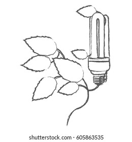 save bulb with leaves icon, vector illustration design