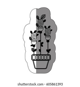 save bulb with leaves inside of plantpot, vector illustration design