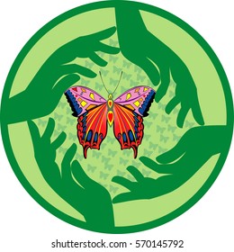 save Butterfly save  Environment, All elements are in separate layers color can be changed easily.   