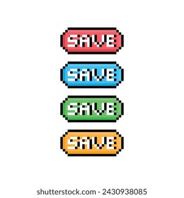 save button 8 bit text save Pixel art 8-bit for game 