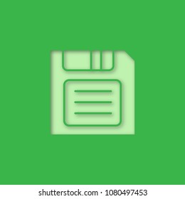 Save button paper cut out icon. Floppy disc. Vector silhouette isolated illustration