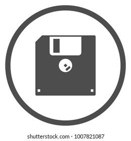 SAVE button sign. Back side of floppy disc in circle. Vector icon.