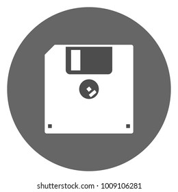 SAVE button sign. Back side of floppy disc in circle. Vector icon.