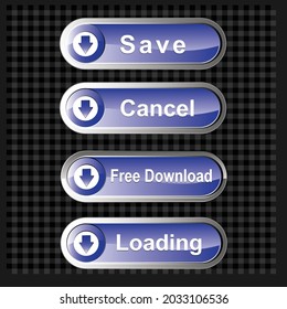 Save, cancel, free download, loading, button web vector