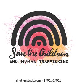 Save The Children End Human Trafficking Logo Vector Illustration