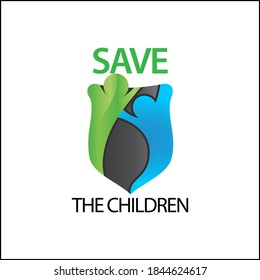 Save the children Icon. Concept for protect the children. Vector Illustration on white background