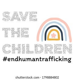 Save The Children text print poster graphic rainbow