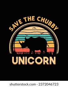 Guarde el diseño de camisetas retro de la monedero Chubby Unicorn, vectores editables de estilo vintage para la impresión de camisetas y otros usos.