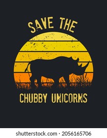 Save The Chubby Unicorns Shirt. Retro Style Rhino T-Shirt