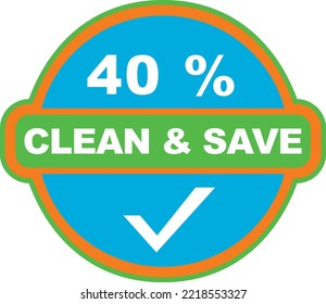 save and clean percent vector illustration