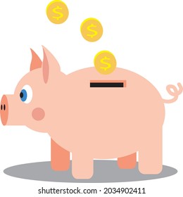 save coin dolar money on piggy bank icon logo - Vector