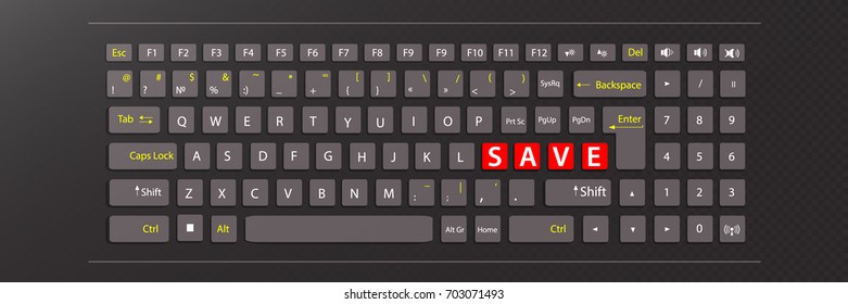 save concept. illustration keyboard with red keys with the word save