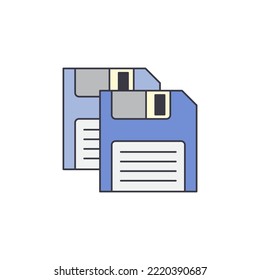  Save, Copy diskette data icon in color, isolated on white background 