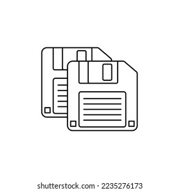  Save, Copy diskette data icon in line style icon, isolated on white background