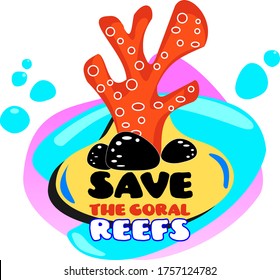 save the coral orals and sea sponges. Underwater world. Watercolor. vector illustrations on a white background. reefs campaign