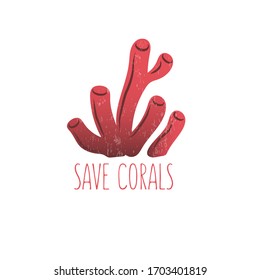 Save coral. Vector logo illustration with image of coral. EPS 10