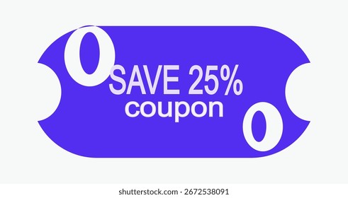 Salve o design do cupom como de costume 25%. Vale-presente, preço tag.vetor ilustração.