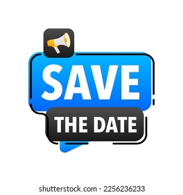 Save the data Announcement Megaphone Label. Loudspeaker speech bubble