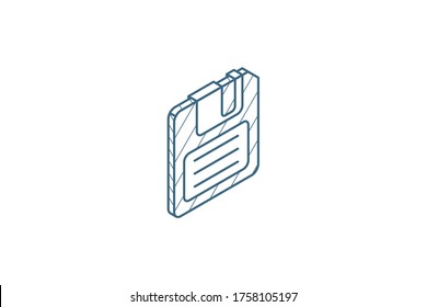 save data, diskette isometric icon. 3d vector illustration. Isolated line art technical drawing. Editable stroke