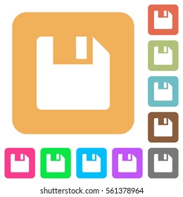 Save data flat icons on rounded square vivid color backgrounds.