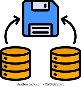 Save Data Icon Lineal Color Vector Illustration