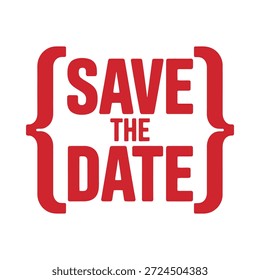 Save the date announcement in bold red text
