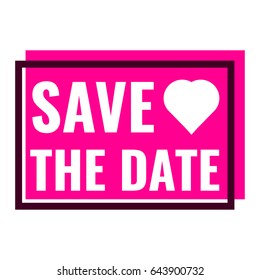Save the date. Badge with heart icon. Flat vector illustration on white background.