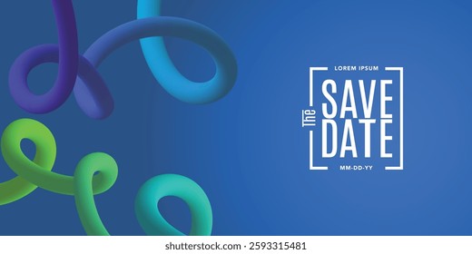 Save the date banner Dynamic Colorful Line Shapes. Can be used for business, marketing and advertising. logo graphic design of event summit made for Technology and upcoming events. Vector EPS 10