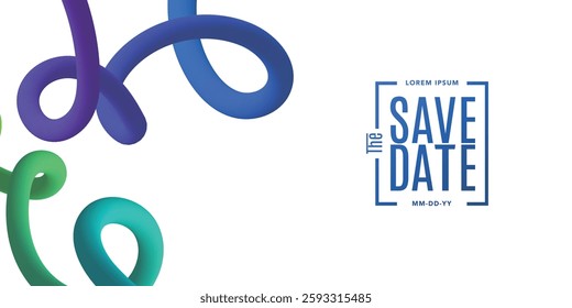 Save the date banner Dynamic Colorful Line Shapes. Can be used for business, marketing and advertising. logo graphic design of event summit made for Technology and upcoming events. Vector EPS 10