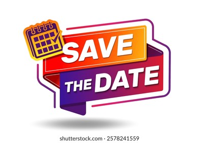 Save the date banner sign vector design with calendar.