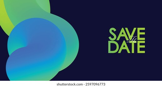 Save the date banner Swirl Elements with Gradients. Carnival 3D Pattern. Can be used for business, marketing and advertising. logo graphic design of event summit for Technology and upcoming events.
