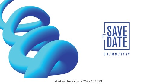 Save the date banner Swirl Elements with Gradients. Carnival 3D Pattern. Can be used for business, marketing and advertising. logo graphic design of event summit for Technology and upcoming events.