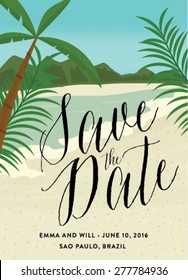 Save the Date with Beach scene