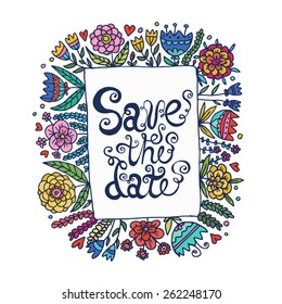 Save the date beautiful floral card.
