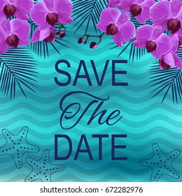 Save the Date. Beautiful wedding invitation card for your design. Vector illustration.