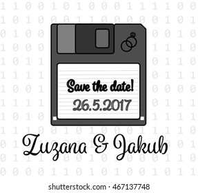 Save the Date - Black floppy disc template