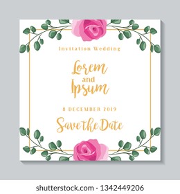 Save the date blank invitation card with flowers vector digital image illustration